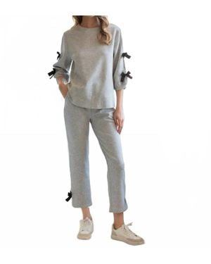 Joh Jelina Knit Pant With Ribbons - Gray