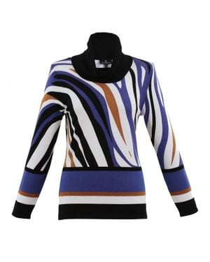 Marble Printed Classic Fit Sweater - Blue