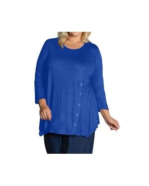 On The Plus Side Tamsin Bracelet Sleeve Button Detail Top - Blue