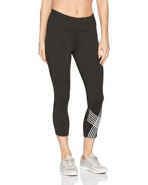 Calvin Klein Placed Linear Graphic Crop Tights - Black
