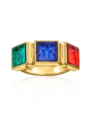 Ross-Simons Italian Tagliamonte Multicolored Venetian Glass Angel Ring - Blue