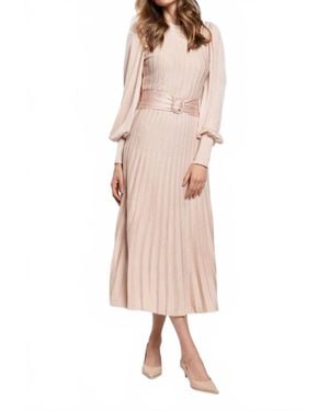 Maria Pavan Pleated Midi Dress - Natural