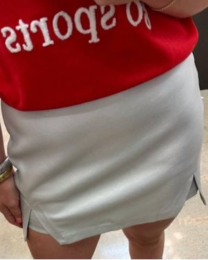 Endless Rose Leather Front Slit Skort - Red