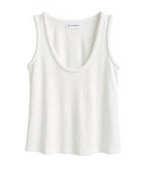 Self Contrast Kelly Braided Tank Top - White
