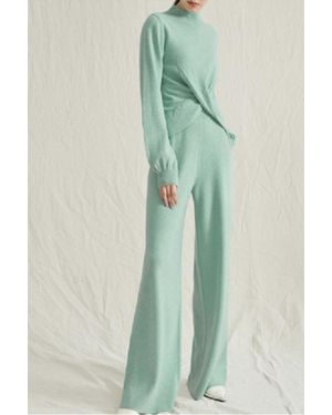 Avantlook Twist Top And Wide Leg Trouser Set - Green
