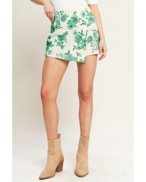TRUEDAMES Botanical Pop Woven Skort - Green