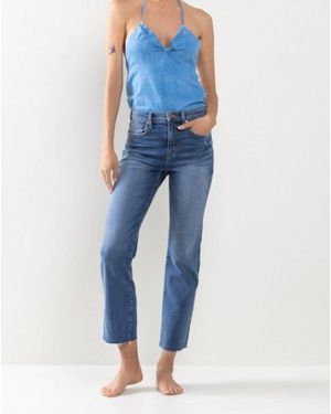 Sneak Peek Jenna Cropped Raw Hem Jeans - Blue