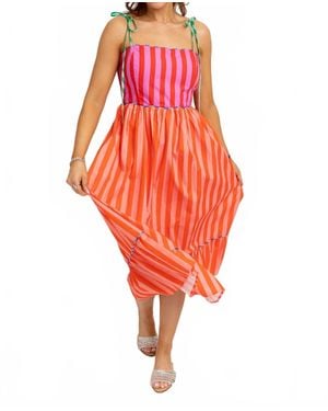 Karlie Striped Colorblock Maxi Dress - Red