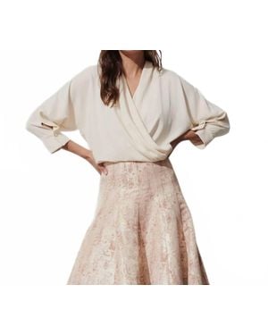 Figue Fallon Crossover 3/4 Sleeve Top - Natural