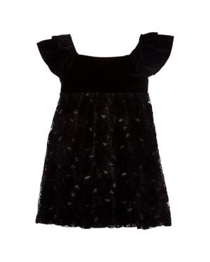 Badgley Mischka Velvet Bodice Babydoll Dress - Black