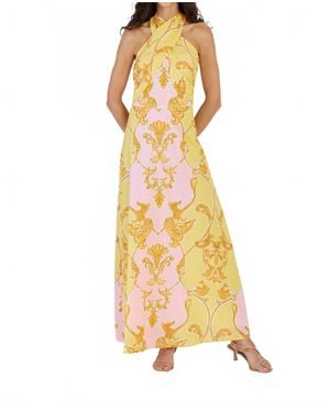 Beyond By Vera Jules Halter Neck Dress - Yellow