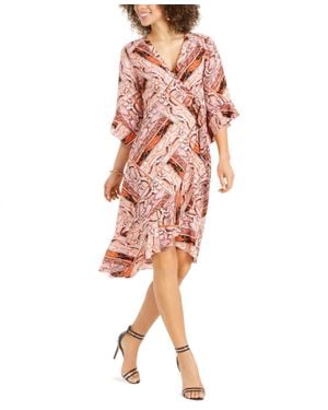 Thalia Sodi Ruffled Wrap Dress - Pink