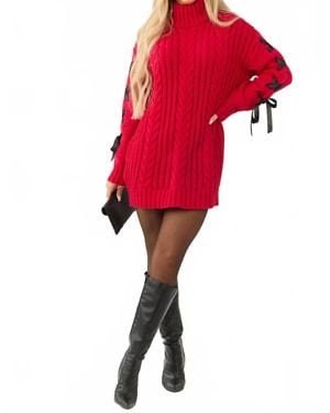 Promesa Be My Sweetheart Cable Knit Dress - Red