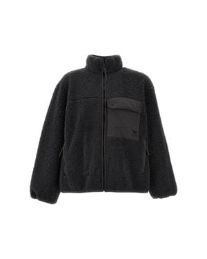 Maison Kitsuné Boucle Fleece High-Collar Zip Jacket - Black