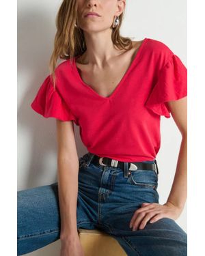 Nation Ltd Emmy Flutter Sleeve Tee - Red