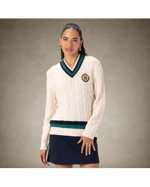 Members Only Cable Knit Cricket Sweater - White