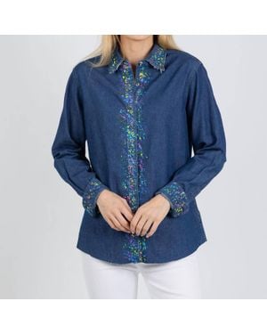 Suzy T Splash Paint Shirt - Blue