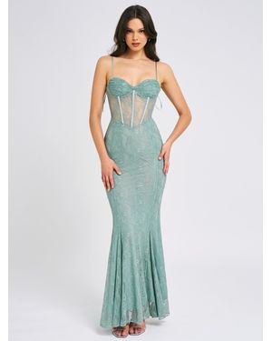 Miss Circle Janelle Sweetheart Mermaid Lace Maxi Dress - Green