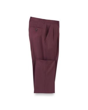 Paul Fredrick Wool Gabardine Pleated Pants - Purple