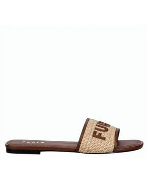 Furla Rubber Sole Natural Leather Lined Flippers - Brown