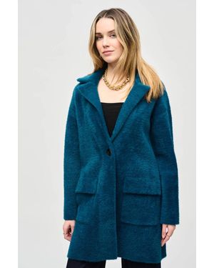Joseph Ribkoff Florry Feather Yarn Sweater Coat - Blue
