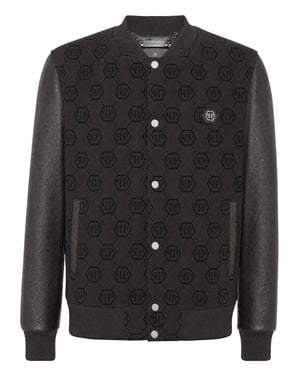 Philipp Plein Varsity Bomber Monogram - Black