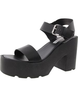 Steve Madden Vesta Buckle Faux Leather Platform Sandals - Black