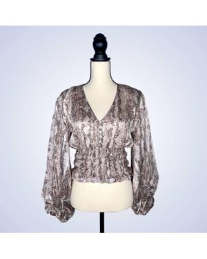 Fate Python Print Waist Smocked Top - Gray