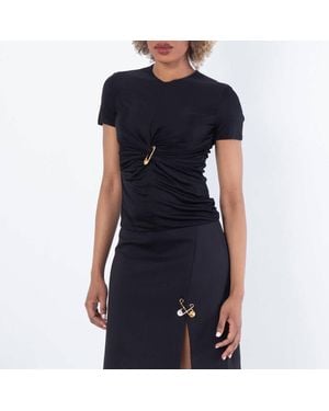 Versace Safety Pin Gathered Viscose Top - Blue