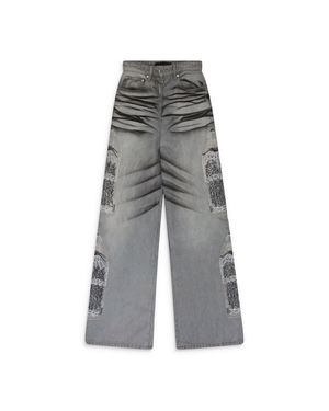 Who Decides War Noir Stripe Wide-Leg Jeans - Gray