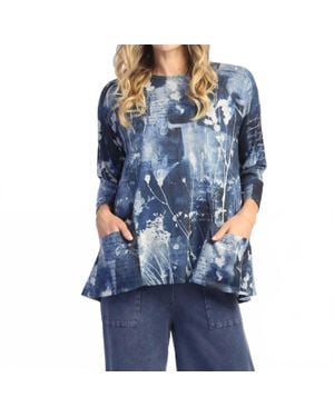 Jess & Jane Mariposa French Brush Patch Pocket Top - Blue