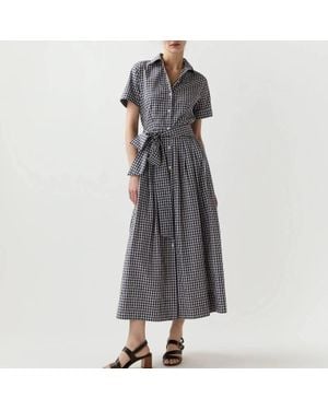 ANN MASHBURN Short Sleeve Classic Shirtwaist Dress - Gray