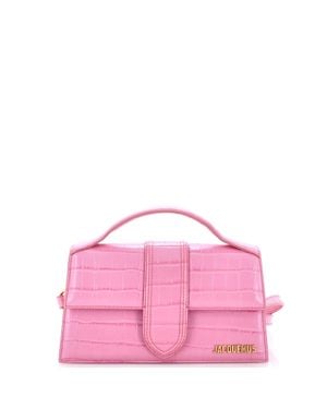 Jacquemus Le Grand Bambino Flap Bag Crocodile Embossed Leather - Pink