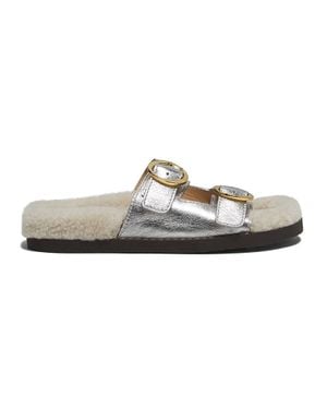Odissi Metallic & Shearling Footbed Flats