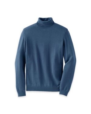 Paul Fredrick Cotton Blend Turtleneck Sweater - Blue