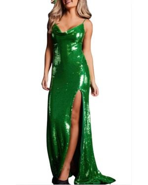 Jovani Sequin Cowl Neck Gown - Green