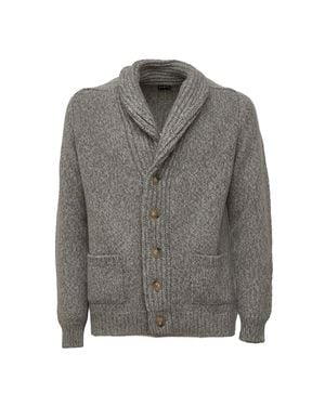 Fedeli Quito Baby Alpaca Shawl Collar Cardigan - Gray