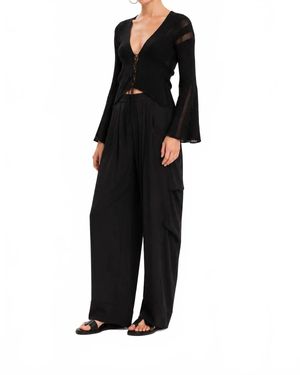 Kourbela Bell Sleeves Knitted Cardigan - Black