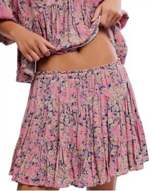 Free People Perishing Printed Skirt - Red