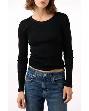 AMO Swoon Long Sleeve Ribbed Top - Black