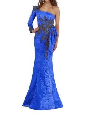 Feriani Couture One Shoulder Mermaid Gown - Blue