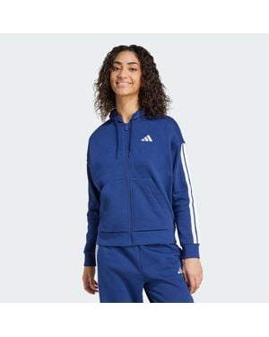 adidas Essentials 3-Stripes Full-Zip Fleece Hoodie - Blue