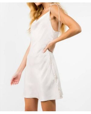 Fanco Satin Cowl Neck Shoulder Tie Mini Dress - White