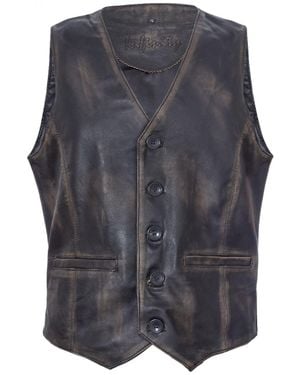 Infinity Leather Leather Waistcoat Formal Traditional Gilet Vest - Gray