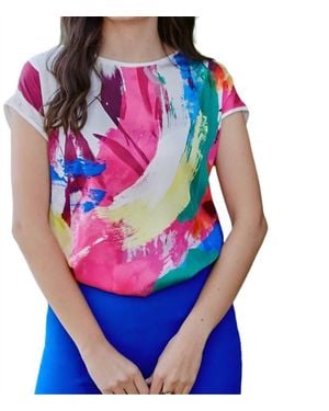 FRANK LYMAN Short Sleeve Loose Fitting Top - Blue
