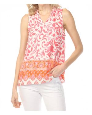 Charlie b Ruffle Collar Printed Sleeveless Top - Pink