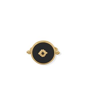 Fashnzfab A Day To Night Delight! Mother Of Pearl And Onyx Reversible Ring - Black