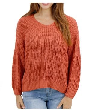 Grace and Lace Boyfriend Slouchy Knit Sweater - Orange