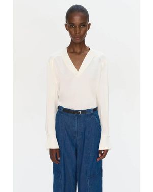 Jonathan Simkhai Maisey Long Sleeve V-Neck Blouse - Blue