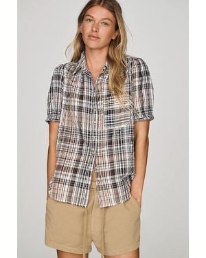 Pilcro Aly Puff-Sleeve Blouse - Brown